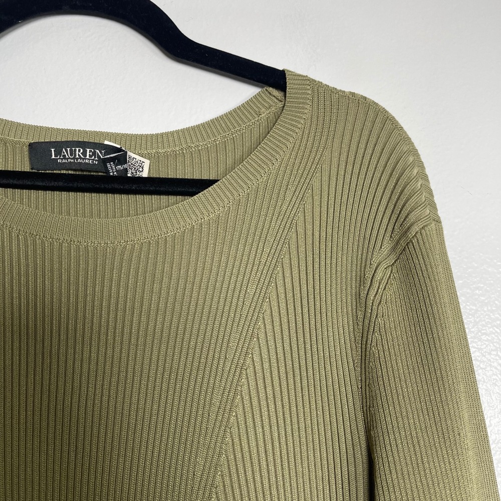 LAUREN RALPH LAUREN Black Label Rib-Knit Long-Sleeve Dress XL Olive Green‎ NEW - Picture 4 of 12
